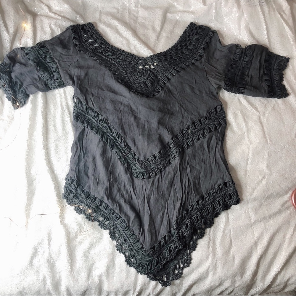 Boho Dark Gray Top